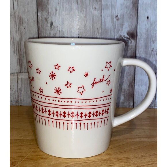 ED Ellen Degeneres Royal Doulton Holiday Accent Coffee Mug Faith Laugh Happiness - Picture 1 of 6